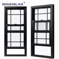Fenêtres à double battant en aluminium ROGENILAN, résistantes au vent, triple vitrage, double vitrage, avec grille décorative