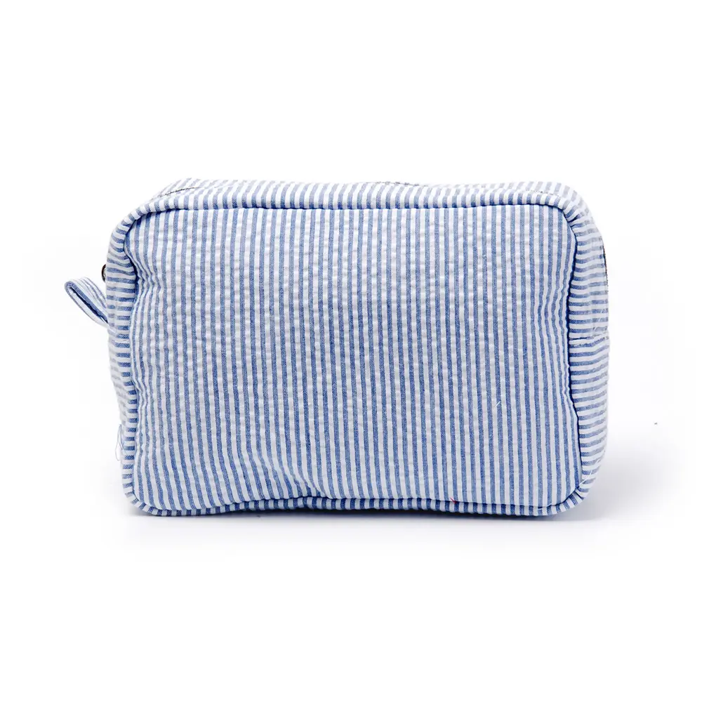 US Warehouse Seersucker Cosmetic Bag Cotton Fabric Rectangle Makeup Bag Blanks Travel Case Toiletry Bag DOM112-059
