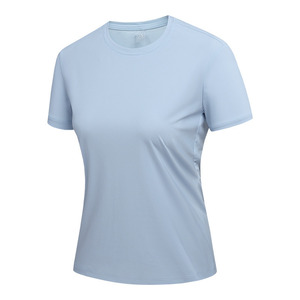 Women's Cooling T-Shirt Misty Gray Nylon Short Sleeve Round Neck Leisure Wear - Product Image 2
