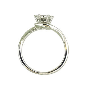 Bague de fiançailles de luxe en or blanc 18 carats avec diamants en grappe ronds et pavés, bijoux pour femmes - Product Image 1