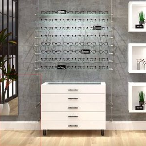 Tùy chỉnh kính hàng đầu thiết kế quang hiển thị Tủ 5 tầng gỗ trắng kính hiển thị tủ với nhung Khay ngăn kéo - Product Image 5