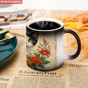 Frosted Black 11oz <b>Ceramic</b> <b>Mug</b> Heat Color Changing Drinking Cup Graduation Souvenir Gift - Product Image 5