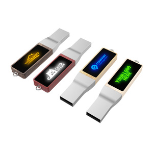 USB Flash Drives Glowing LED Light-up Pen Drive Custom Logo Metal USB Stick High Speed Memory Stick For Storing Digital Data