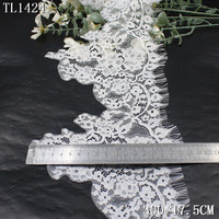 Dentelle Chantilly florale française de haute qualité de 17 cm, bordure en dentelle, couleur blanche teinte sur mesure, pour robes de mariée et décoration intérieure