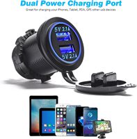 Chargeur de voiture double USB LED 4.2A 2 ports 12V 24V pour téléphone portable, chargeur USB pour voiture, bateau
