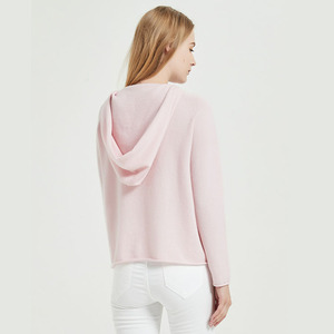 Femmes Cachemire <span class=keywords><strong>Laine</strong></span> Tricot <span class=keywords><strong>Rose</strong></span> En Cachemire À Capuche - Product Image 3