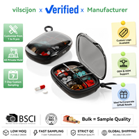 Organisateur de pilules à 4/6 compartiments en silicone PC, boîte à pilules de voyage, étui à médicaments anti-humidité avec blocs de couleur, emballage personnalisé avec logo