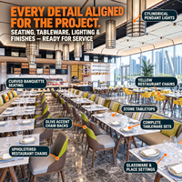 Ensemble de mobilier de restaurant contemporain J2S : banquette, tables en pierre, chaises rembourrées couleur olive, personnalisable pour hôtel