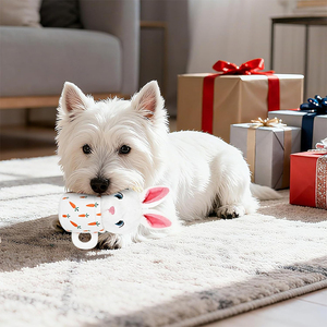Jouet en peluche personnalisé pour chien avec couineur, en forme de lapin, jouets interactifs à mâcher pour chiots et chiens, cadeaux de Pâques, entraînement et réduction de l'ennui - Product Image 4