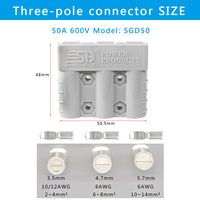 Connecteur d'alimentation en cuivre à 3 broches Sheng En Di 50A gris pour adaptateur, prise de charge de batterie 600V