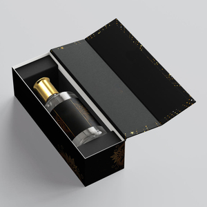 Boîtes à vin de luxe biodégradables noires personnalisées avec insert, boîte en papier gaufré haut de gamme, logo, doublure en éponge pour la vodka, personnalisable - Product Image 1