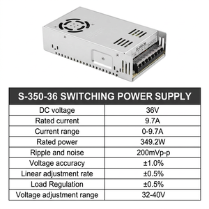 อะแดปเตอร์ HLTNC 350W 36V AC-DC 9.7A แหล่งจ่ายไฟแบบสวิตชิ่ง <span class=keywords><strong>Nema</strong></span> 23 สเต็ปเปอร์มอเตอร์ <span class=keywords><strong>57</strong></span> ซีรีส์ สำหรับตัวควบคุมเครื่อง CNC Router  หม้อแปลงไฟฟ้า - Product Image 2