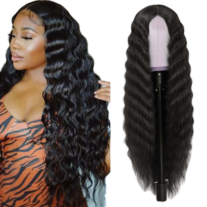 Pelucas Modernas <span class=keywords><strong>de</strong></span> <span class=keywords><strong>Cabello</strong></span> Sintético Rizado <span class=keywords><strong>de</strong></span> 30 Pulgadas <span class=keywords><strong>para</strong></span> Mujer, <span class=keywords><strong>Cabello</strong></span> Largo Negro, 4 Pulgadas, Cuero Cabelludo Simulado, Ondas Profundas Naturales, Rizos Sueltos, Resistentes al Calor - Product Image 2