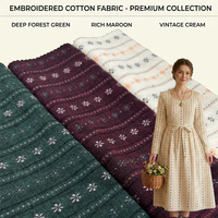 Tissu Jacquard Teint en Fil 100% Coton 156 g/m² à Petites Fleurs et Rayures en Coton pour Vêtements Cottagecore, Vestes et Vêtements Féminins