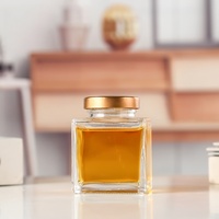 Bouteille en verre carrée plate à large ouverture de 360 ml pour miel et nid d'oiseau, avec couvercle en oxyde d'aluminium et bouchon en fer blanc – Vente en gros directe usine
