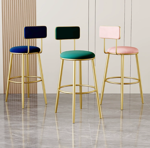 Taburete de Bar Escandinavo de Moda con Patas Metálicas Elegantes y Cojín Acolchado, Ideal para <span class=keywords><strong>Desayunador</strong></span>, Pub, Vestíbulo de Hotel - Product Image 3