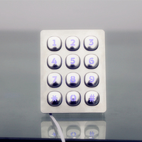 Clavier à boutons Led bleu métallisé 3x4 à résistance au vandalisme pour le contrôle d'accès