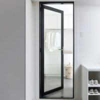 Porte à battant en aluminium au design moderne personnalisé Porte à double vitrage trempé de qualité sonore et résistante à la chaleur et au vent pour maison en vente