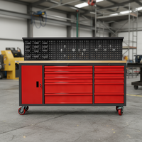 Chariot à outils professionnel personnalisé avec glissières à roulement à billes à retour automatique, roulettes robustes et panneau arrière verrouillable à 10 tiroirs