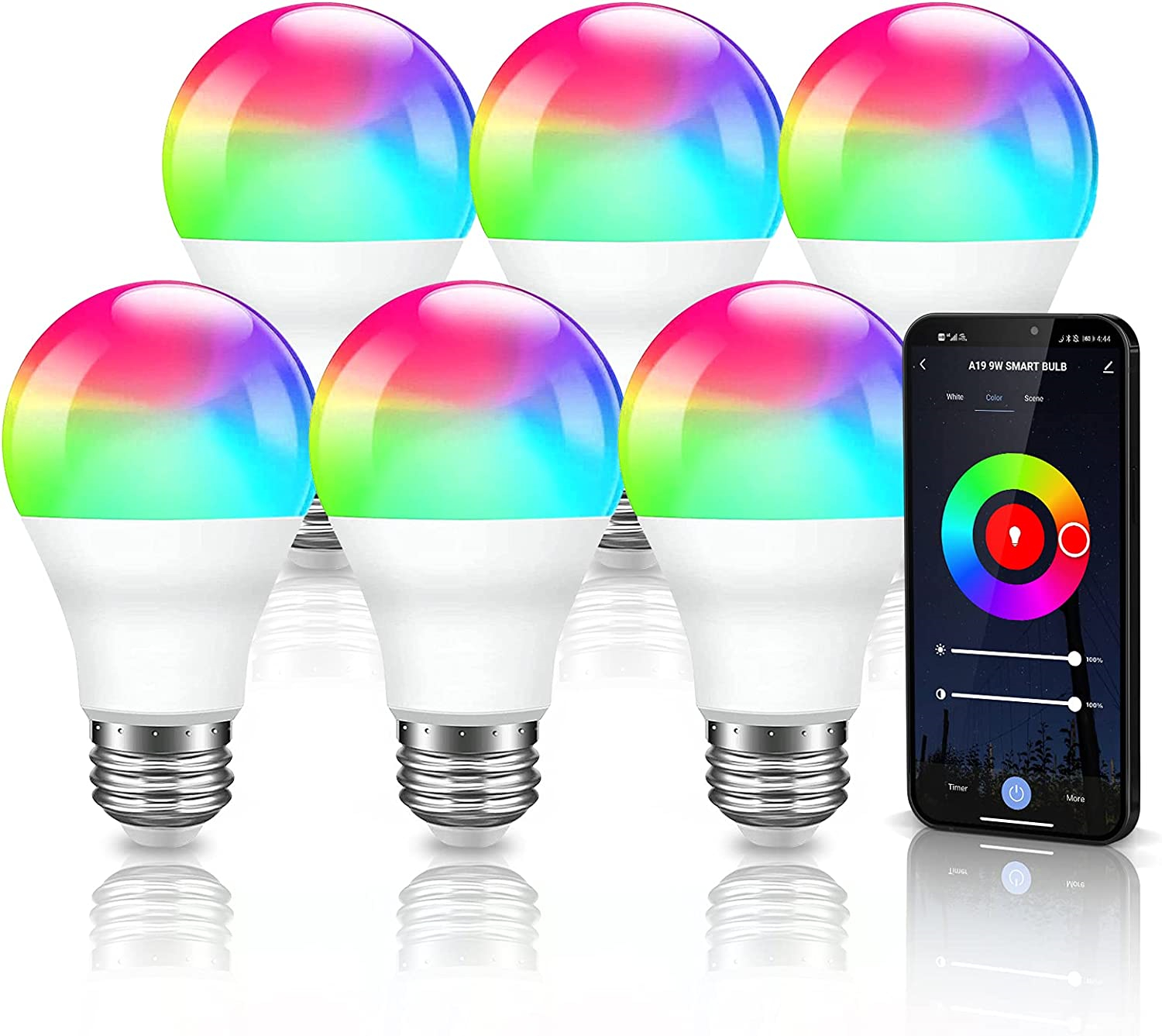 WIFI APP Control LED Smart Bulb RGBW Color Changing 110v 220v A60 Ra80 E27 10W SMD 2835 Dimmable Indoor