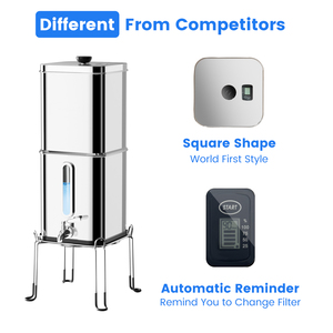 Vuông hình dạng thiết kế 304 thép không gỉ trọng lực nước Hệ thống lọc Countertop nước nhà lọc loại bỏ pfas vi khuẩn Fluoride - Product Image 2