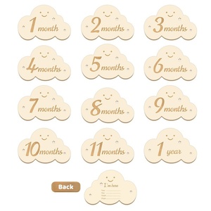 Tùy chỉnh được thiết kế gỗ đám mây hình ảnh đạo cụ cho trẻ sơ sinh bé tắm sơn hàng tháng tăng trưởng Milestone Thẻ vòng tròn Slice đĩa - Product Image 5