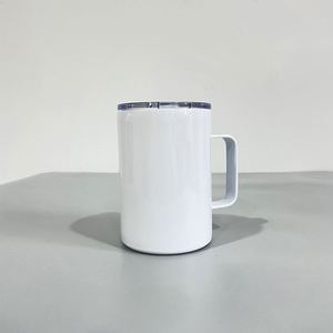 12oz Sublimation Gloss White Vacuum Insulated Straight Coffee 12 oz Travel <b>Mug</b> with Handle and Sliding Lid for DIY - Product Image 4