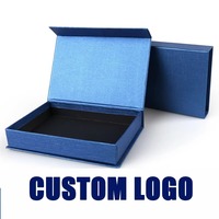 Boîte-cadeau de luxe avec couvercle magnétique réutilisable, grand stock, emballage en carton rigide pour vernis à ongles, huile, boîtes en papier bleu pour cadeaux