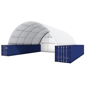 Abri de conteneur maritime <span class=keywords><strong>en</strong></span> acier 40x40 avec double treillis, tente dôme pour conteneur de 40 pieds avec paroi arrière - Product Image 1