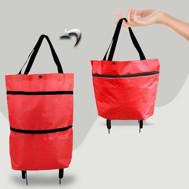 Borsa Pieghevole Per Carrello Della Spesa - Oxford Impermeabile 40L Rossa - Foto 2