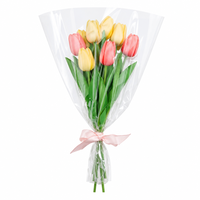 Sacs à fleurs en BOPP trapézoïdaux avec impression blanche, manchon d'emballage en plastique transparent pour bouquets de fleurs fraîches
