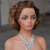 Perruques Amygirl 13X4 en dentelle française, cheveux humains, ondulations lâches, noir naturel, 100% cheveux brésiliens vierges, haute qualité, 250%, 1 pièce