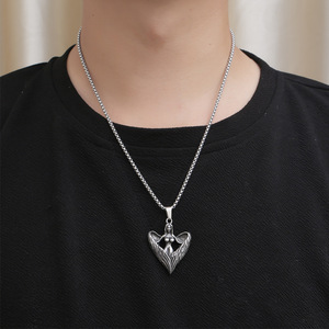 Collier pendentif ailes d'ange en acier inoxydable, bijoux Hip Hop pour hommes SP929 - Product Image 4