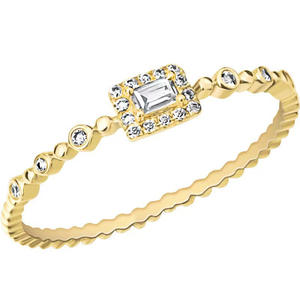 Anello di Diamanti T0462 in Oro Massiccio 18K con Diamante Naturale Taglio Smeraldo, Anello di Fidanzamento da Donna, Diamante Bianco Colore D - Product Image 5