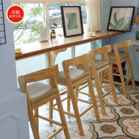 Chaise haute et tabouret de bar modernes en bois massif avec pieds en fer pour restaurant, café, cuisine domestique et usage commercial extérieur – Design tendance