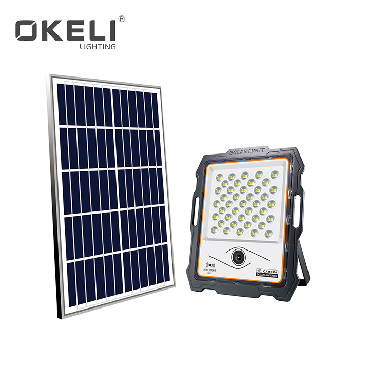 OKELI CCTV Monitoring IP65 Waterproof Aluminum Outdoor Garden 100W 200W 300W 400W Solar Led Flood Light
