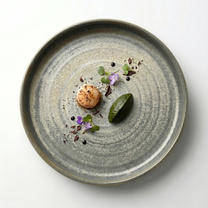 Piatto in Ceramica <span class=keywords><strong>Gialla</strong></span> Reattiva Stile Nordico con Bordo Organico Texturizzato, Piatto da Cena in Porcellana per Ristoranti, Hotel e Tavole di Alta Cucina - Product Image 2