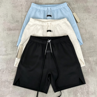 Shorts de sport pour hommes, noir, en nylon lisse 200 GSM, taille élastique, cordon de serrage long, poches latérales, ourlet ventilé, logo personnalisé, athleisure
