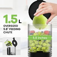 Elektrische Masticating Juicer, hele fruit- en groenten invoeropening, makkelijk schoon te maken, roestvrijstalen ontwerp, 2 bekers capaciteit, huishoudelijk gebruik