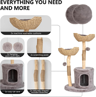 Arbre à chat moderne et écologique pour chats d'intérieur, tour en bois de 46,5 pouces de hauteur avec poteau à gratter, condo de luxe pour chat en carton