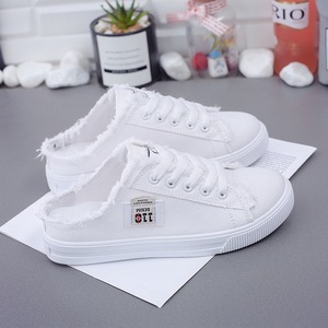 Baskets tendance blanches en toile pour femmes, chaussures de sport plates décontractées pour le printemps et l'été, idéales pour étudiantes et athlètes - Product Image 5