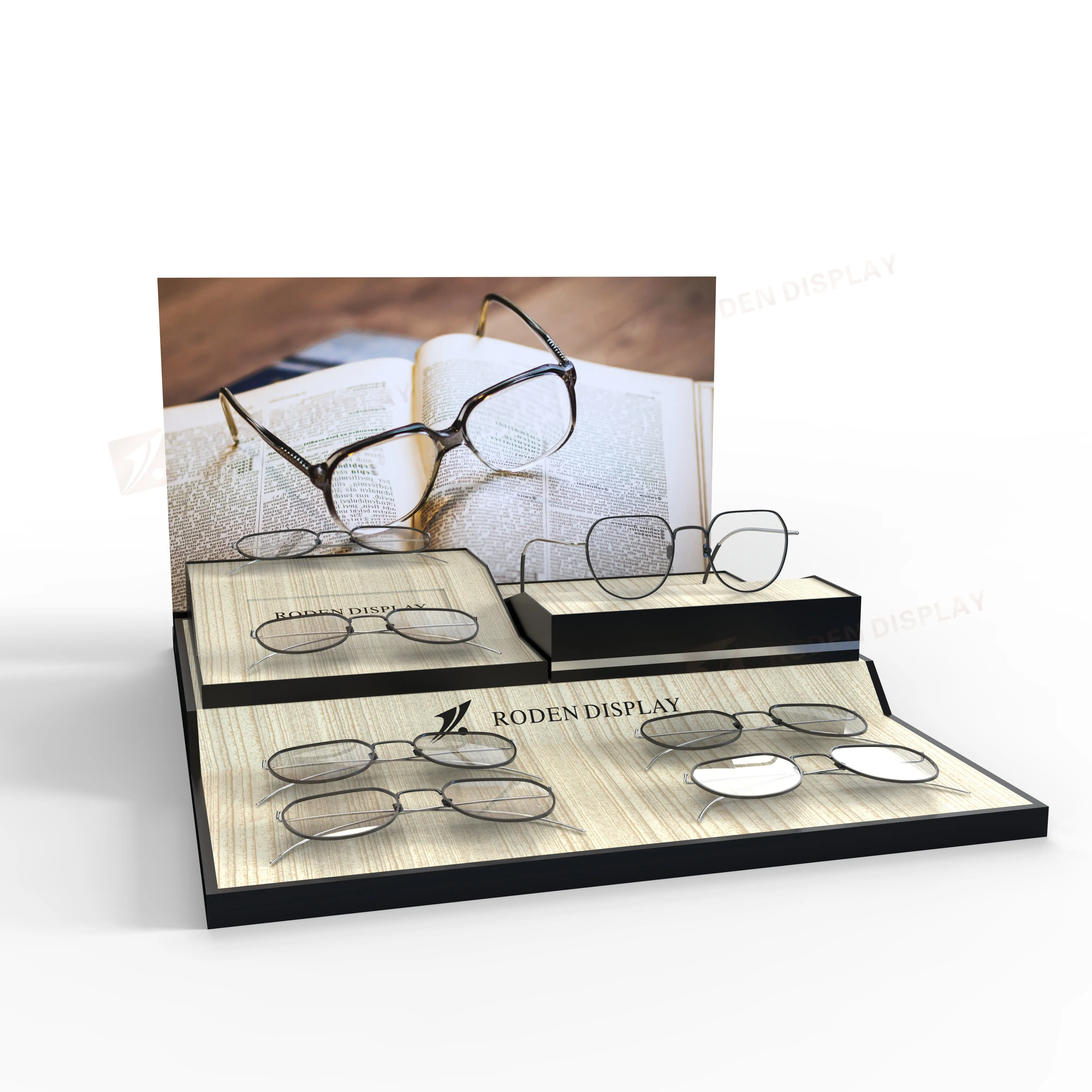 New Eyewear Display Rack For Optical Shop In Wood Texture