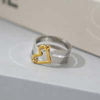 Bague Cœur Creux Double Couche Créative et Tendance, Accessoire de Bijouterie Personnalisé pour Femme, Quotidien et Soirée 2026
