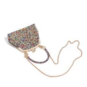 Sac <span class=keywords><strong>de</strong></span> soirée pour femme en strass, forme éventail, avec poignée diamantée et fermoir Kiss Lock, pour mariage et fête, avec chaîne amovible, sac à main bandoulière - Product Image 5