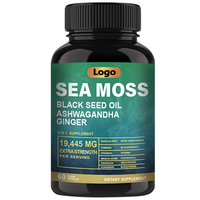 Cápsulas de Extracto de Musgo Marino, Shilajit y Ashwagandha, Aceite de Semillas Negras, Suplemento 8 en 1 Antioxidante, Refuerzo Inmunológico y Muscular, Todo en Uno