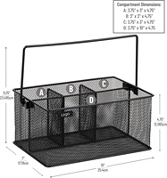 Panier de rangement en métal à 4 compartiments Oniya Wholesale avec poignée, organiseur de bureau en maille de fer, panier de rangement multi-sections pour le bureau