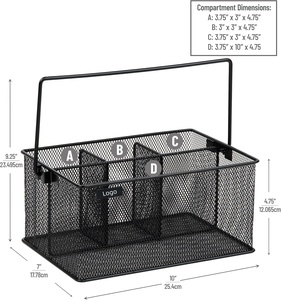 Oniya Groothandel 4-delige metalen opbergbak met handvat, ijzeren gaas bureau-organizer, multi-sectie kantoor opbergmand - Product Image 2