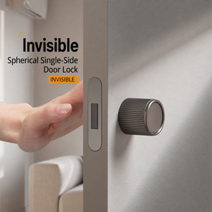 Invisible Single-Sided <b>Door</b> Lock Minimalist Black Zinc Alloy Round <b>Knob</b> Privacy Lock for Interior Bedroom Hinged <b>Doors</b> - Product Image 5