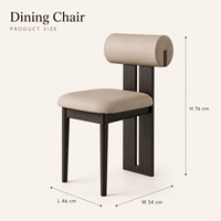 Chaise de salle à manger moderne en bois massif, rembourrée en tissu doux, dossier cylindrique ergonomique, chaise d'appoint pour restaurant, hôtel, usage commercial