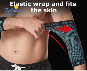 Top One logotipo personalizado tejido elástico gimnasio Fitness brazo protección béisbol y Cricket codo Brace manga Premium rodilleras - Product Image 3